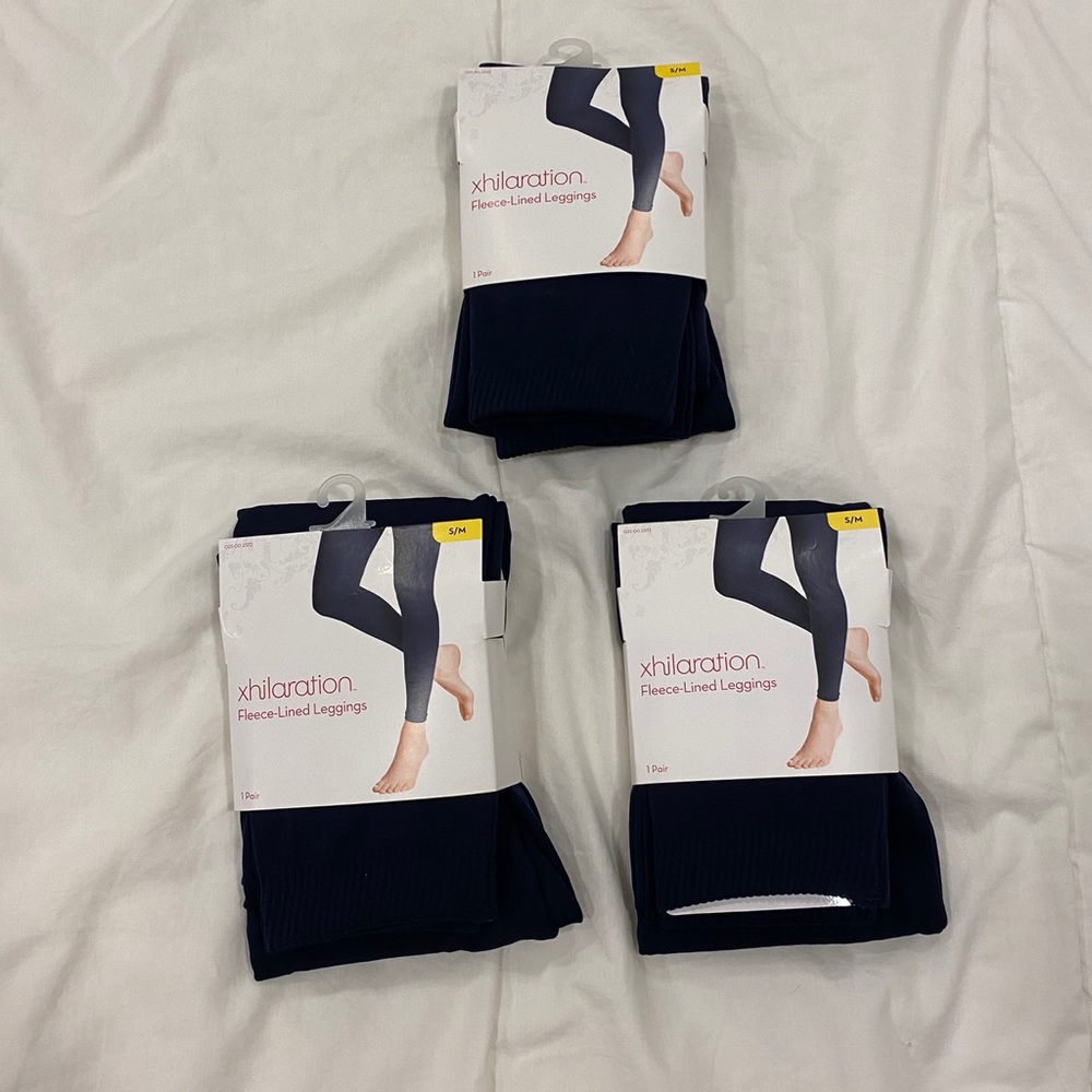 Chilration Navy Blue Fleece-Lined Tights- Size S